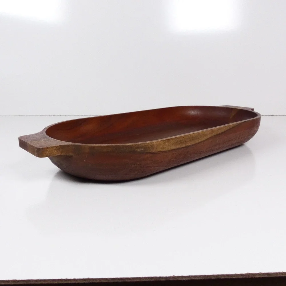 Pottery Barn Chateau Handcrafted Acacia Wood Dough Bowl Serving Tray Platter